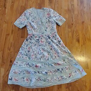 Just Me Floral Lace Midi Dress Pastel Colors - Size L